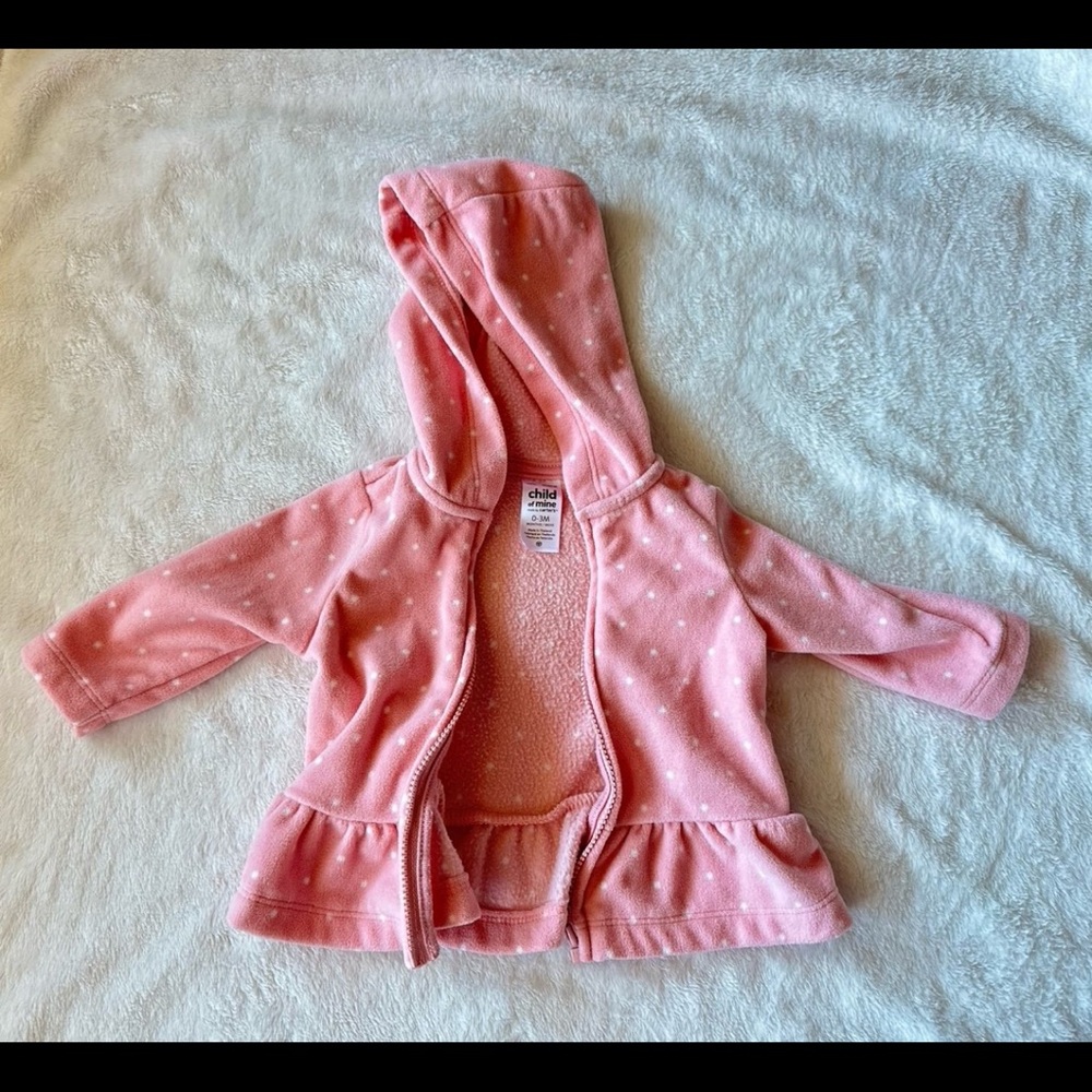 Carter's Pink and White Polka Dot Fleece Hoodie
